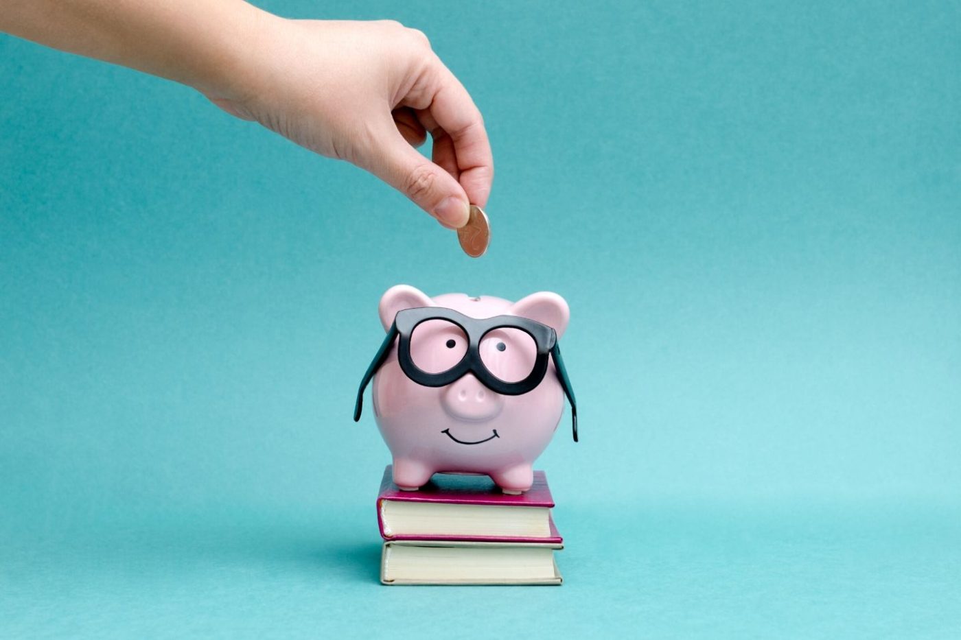 piggy bank on books